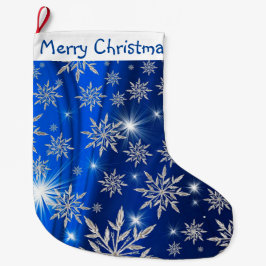 メリークリスマススノーフレーク ラージクリスマスストッキング