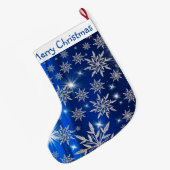 メリークリスマススノーフレーク ラージクリスマスストッキング (裏面 (吊り時))