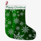 メリークリスマススノーフレーク ラージクリスマスストッキング (正面)