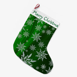 メリークリスマススノーフレーク ラージクリスマスストッキング