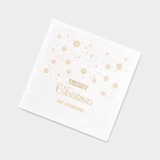 メリークリスマススノーフレーク、名前をカスタムする 箔ナプキン (左)