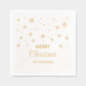 メリークリスマススノーフレーク、名前をカスタムする 箔ナプキン (正面)
