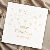 メリークリスマススノーフレーク、名前をカスタムする 箔ナプキン