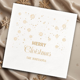 メリークリスマススノーフレーク、名前をカスタムする 箔ナプキン