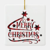 メリークリスマススノーフレーク、新年おめでとう セラミックオーナメント (裏面)