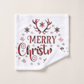 メリークリスマススノーフレーク、新年おめでとう バスタオルセット (ウォッシュタオル)