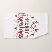 メリークリスマススノーフレーク、新年おめでとう バスタオルセット (ハンドタオル)