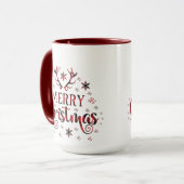 メリークリスマススノーフレーク、新年おめでとう マグカップ (正面左)