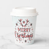 メリークリスマススノーフレーク、新年おめでとう 紙コップ (正面)