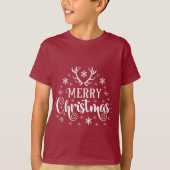 メリークリスマススノーフレーク、新年おめでとう Tシャツ (正面)
