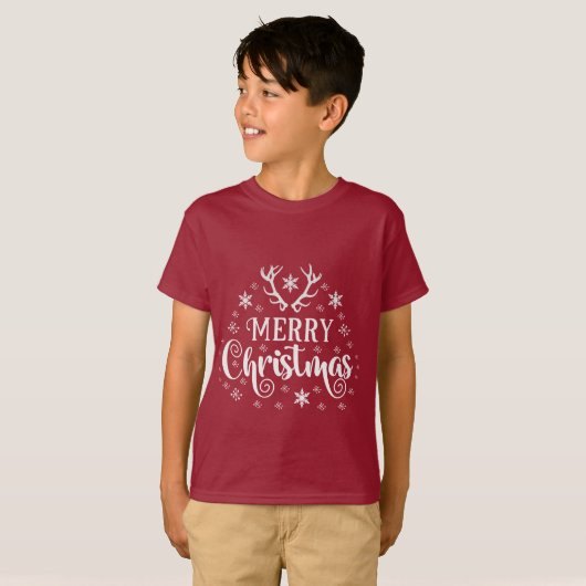 メリークリスマススノーフレーク、新年おめでとう Tシャツ (正面フル)