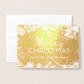 メリークリスマススノーフレーク 箔カード (封筒付き正面)