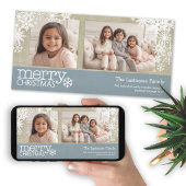 メリークリスマススノーフレーク – 2枚の写真 – 水平 シーズンカード