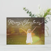 メリークリスマススノーフレームホリデーフォトカード シーズンカード (スタンド正面)