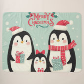 メリークリスマススノーペンギン シェルパブランケット (正面(横))