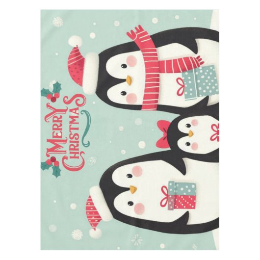 メリークリスマススノーペンギン テーブルクロス (正面)