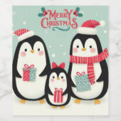 メリークリスマススノーペンギン ワインラベル (シングルラベル)