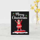 メリークリスマススノーボーディングサンタクロースボーダーE カード (黄色い花)