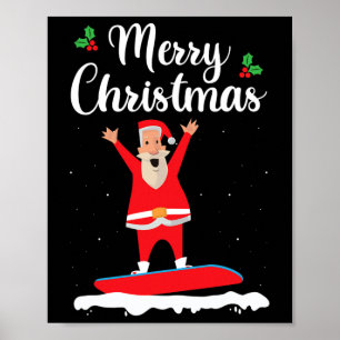 メリークリスマススノーボーディングサンタクロースボーダーE ポスター