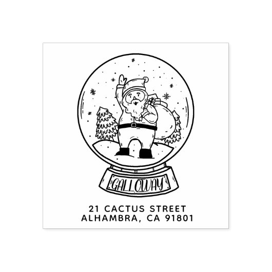 メリークリスマススノーボールサンタ差出人住所 ラバースタンプ (インプリント)