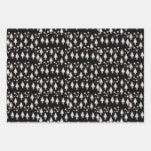 メリークリスマススノーボールツリーブラックピンクパターン ラッピングペーパーシート (正面)