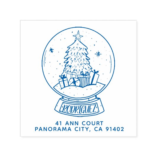 メリークリスマススノーボールツリー差出人住所 セルフインキングスタンプ (デザイン)