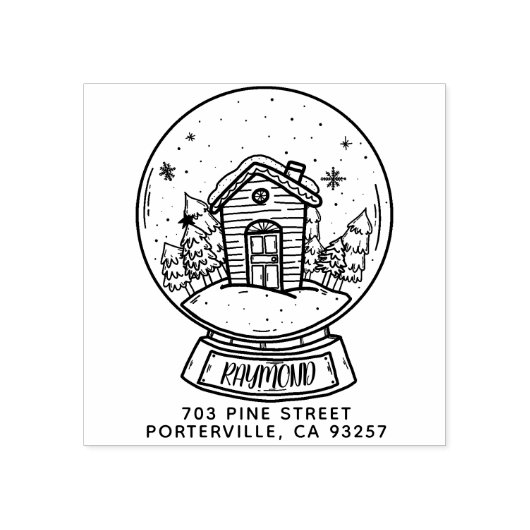 メリークリスマススノーボールハウス差出人住所 ラバースタンプ (インプリント)