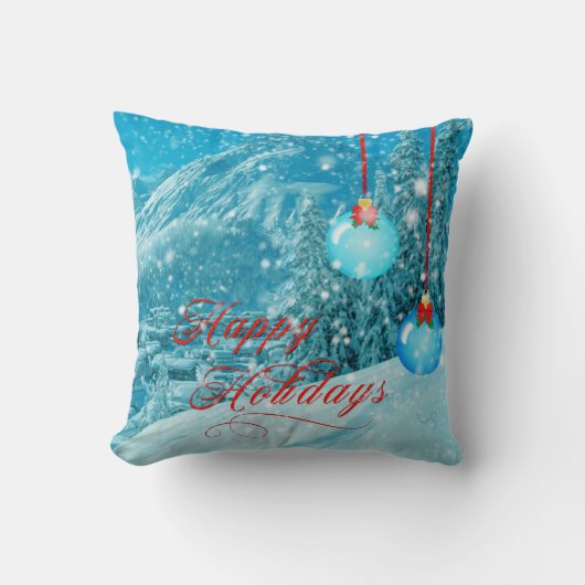 メリークリスマススノーマウンテンヴィレッジ クッション (正面)