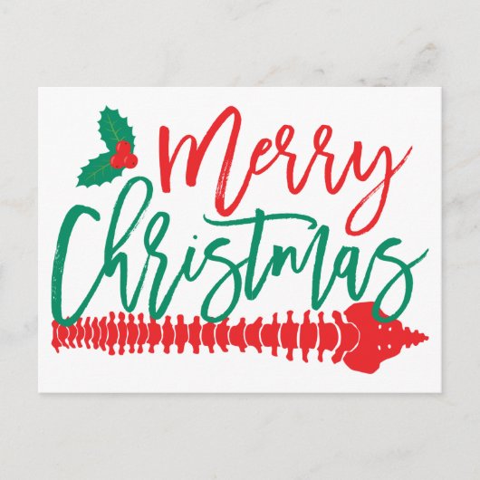 メリークリスマススパインとホリーカイロプラクティック シーズンポストカード (正面)