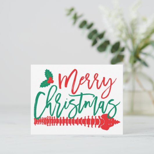 メリークリスマススパインとホリーカイロプラクティック シーズンポストカード (スタンド正面)