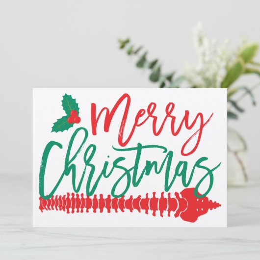 メリークリスマススパインホリークリスマスフラットカード 招待状 (スタンド正面)