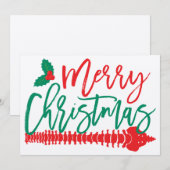 メリークリスマススパインホリークリスマスフラットカード 招待状 (正面/裏面)