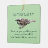 メリークリスマススパローバードクリスチャングリーン セラミックオーナメント (左)