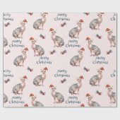メリークリスマススフィンクス毛抜き猫サンタハット ラッピングペーパー (フラット)