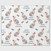 メリークリスマススフィンクス毛抜き猫サンタハット ラッピングペーパー (フラット)