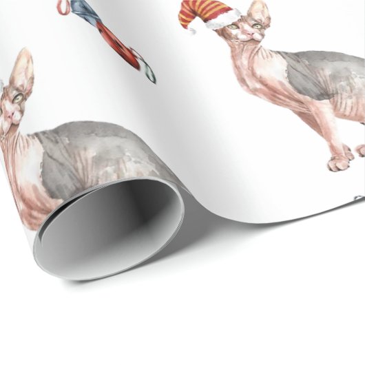 メリークリスマススフィンクス毛抜き猫サンタハット ラッピングペーパー (ロールコーナー)