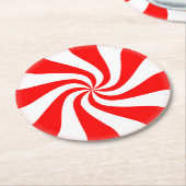メリークリスマススペアミント旋回ペパーミントキャンディ ラウンドペーパーコースター (アングル)