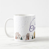 メリークリスマススモールハウスパープルスターリーナイト コーヒーマグカップ (左)