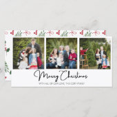 メリークリスマススリーイメージフラットホリデーカード シーズンカード (正面/裏面)