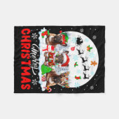 メリークリスマススリーサンタ小妖精や小人トナカイフランスのブ フリースブランケット (正面(横))