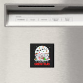 メリークリスマススリーサンタ小妖精や小人トナカイPoodles O マグネット (インサイチュ (食洗機))