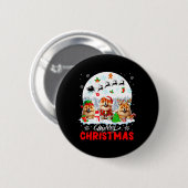 メリークリスマススリーサンタ小妖精や小人トナディアチャウチャウ 缶バッジ (正面&裏面)