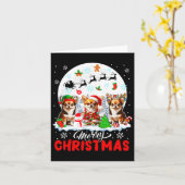 メリークリスマススリーサンタ小妖精や小人トナディアチワワ カード (黄色い花)