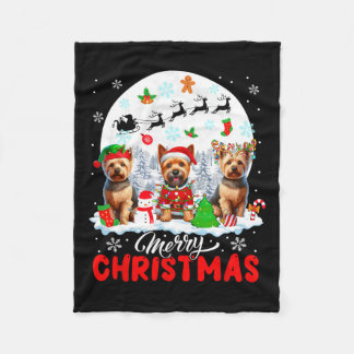メリークリスマススリーサンタ小妖精や小人トナディアノーウィッチT フリースブランケット