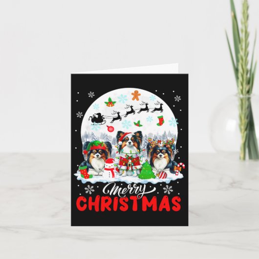 メリークリスマススリーサンタ小妖精や小人トナディパピヨン カード (正面)