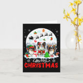 メリークリスマススリーサンタ小妖精や小人トナディパピヨン カード (黄色い花)