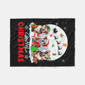 メリークリスマススリーサンタ小妖精や小人トナディブルドッグ フリースブランケット (正面(横))