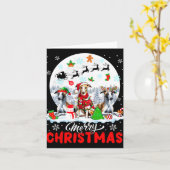 メリークリスマススリーサンタ小妖精や小人トナディースウィペット カード (黄色い花)