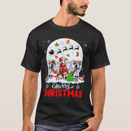 メリークリスマススリーサンタ小妖精や小人トナディースウィペット Tシャツ (正面)