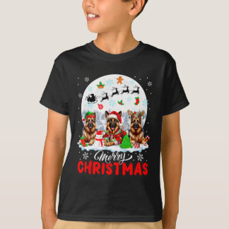 メリークリスマススリーサンタ小妖精や小人トナディールドイツシュ Tシャツ